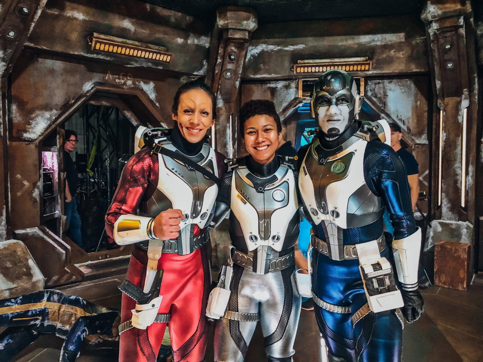Julie with fellow performers in costume